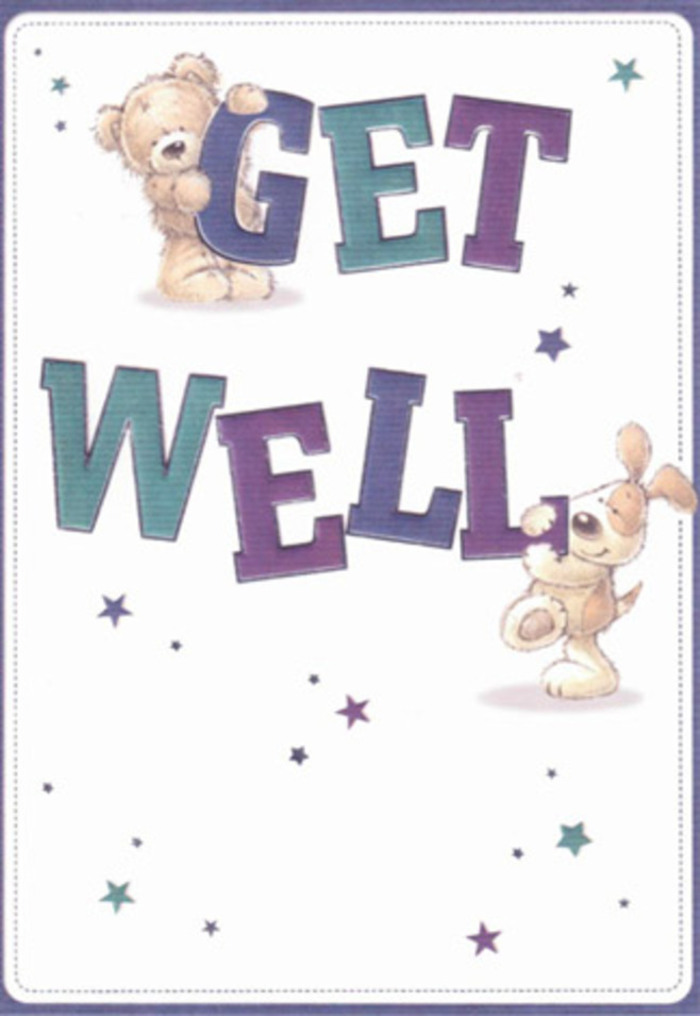 This beautifully artistic get well card captures the essence of gentle encouragement familiar to those around Whetstone, depicted through the cheerful bond between a plush bear and an earnest puppy. Playful stars swirl about, as if scattering little bursts of positivity along Totteridge Lane, weaving hope through the clear, cream background. Oversized letters spell 'Get Well' in confident sweeps of deep violet and cool aqua, grounding the cheerful scene with colour and assurance. The tactile quality is evident: the bear's plush, downy fur and the velvety, floppy ears of the pup evoke a comforting touch, just like a soft bouquet wrapped for a friend's doorstep. Each illustration feels thoughtfully arranged-every star, every swirl-creating an immersive sense of encouragement. Sending this card along with a locally crafted bouquet magnifies its ability to uplift, whether reaching a loved one in North Finchley or sharing gentle reassurance with neighbours. The light, airy composition and honest emotion make this card a true messenger of care for the Whetstone community.