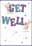 This get well card radiates playful optimism, its bright design sure to lift the spirits of anyone in and around Whetstone. Two endearing characters-a cuddly teddy bear and an eager puppy-balance oversized, colourful letters that leap from a gentle cream backdrop. Indigo and teal tones in the lively typography stand out boldly, while shimmering stars scatter across the scene, bringing the same twinkle one might find in a local florist's window on a bustling High Road morning. The illustrated textures are rich: the bear's fur appears soft enough to hug, the puppy's velvety ears almost real to the touch. Together, they channel warmth, cheer, and a gentle wish for well-being, all with an innocence that gently reassures. This card-much like a comforting bouquet delivered by Whetstone's local florists-offers not just bright colours, but a vibrant emotional salve, ready to bring comfort and kindness to anyone on the path to healing.